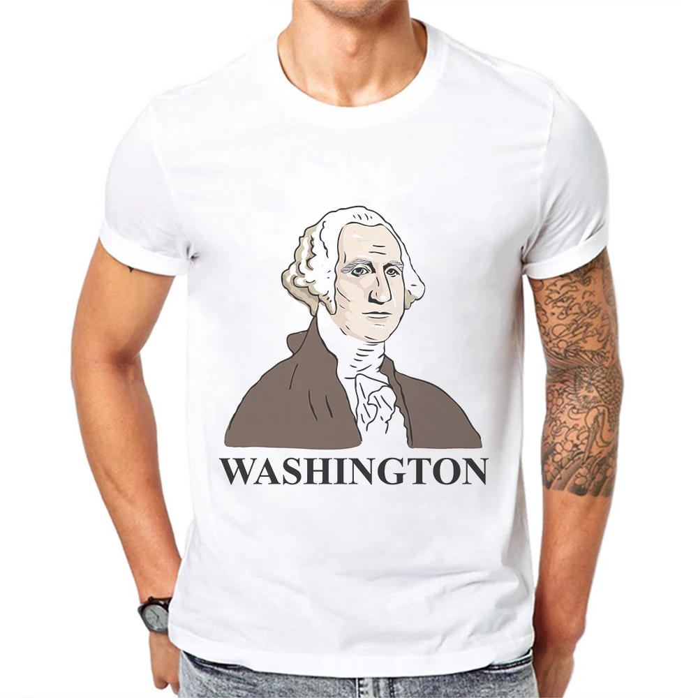 

Men T Shirt Clothing Funny T-Shirts Washington Printing Male White Cotton Cartoon Tops Mens Hipster Tees Camisetas Hombre Verano