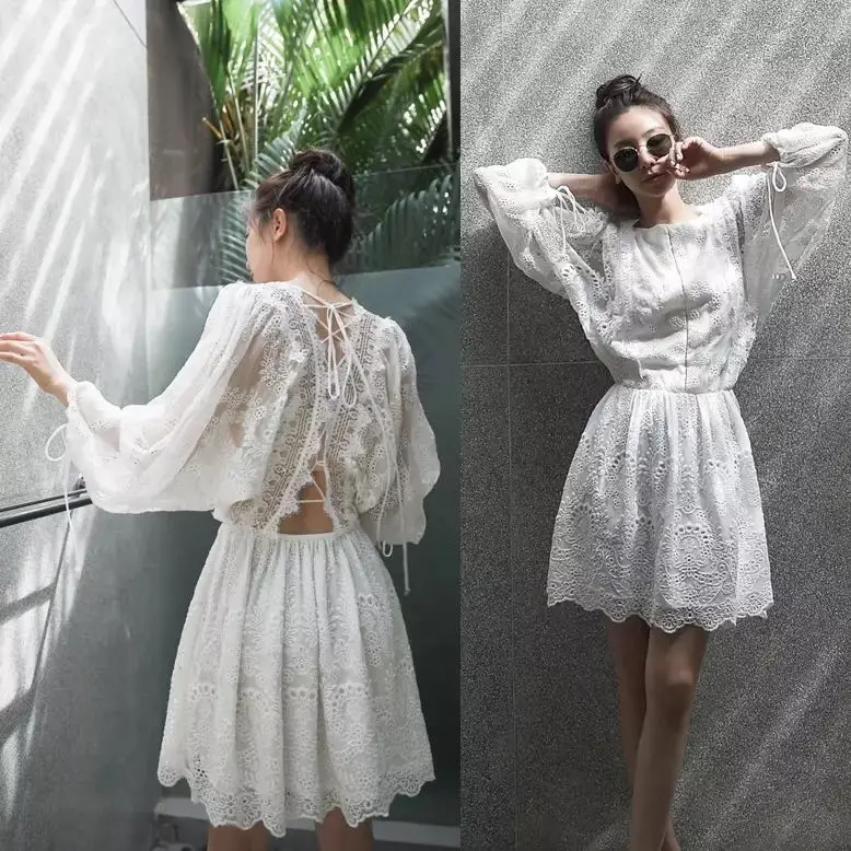 Высокое качество летние платья открытое женское платье с лямкой на шее