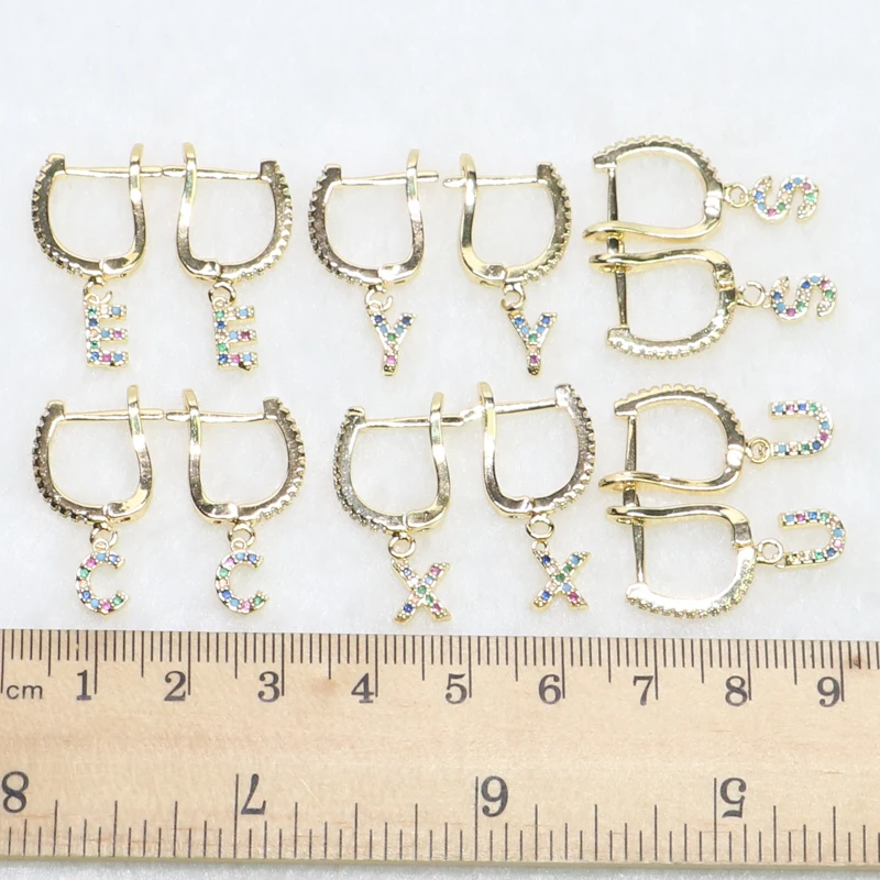 

8 Pairs Cute tiny pave zircon alphabet earrings jewelry letter Named earrings gift for lady fashion jewelry gift for lady 9068