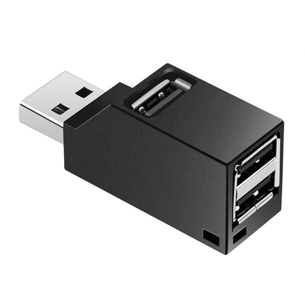 black USB2.0 Портативный мини USB 2,0 3,0 высокоскоростной концентратор 3 порта usb-хаб разветвитель коробка для ПК ноутбук U диск кардридер для мобильного телефона концентратор - Цвет: black USB2.0