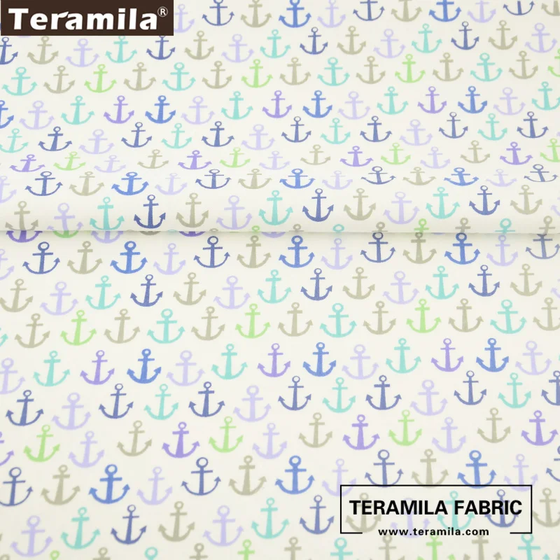 Хлопок Teramila ткань с принтом цветной морской якорь высокое качество твил