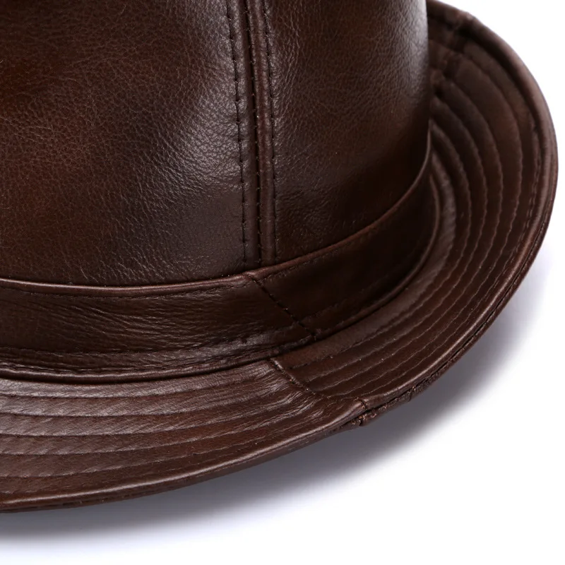 Мужская шапка из 100% натуральной кожи для взрослых, шапки из воловьей кожи, Новое поступление, модная шапка в британском стиле, подарок на Нов... от AliExpress WW