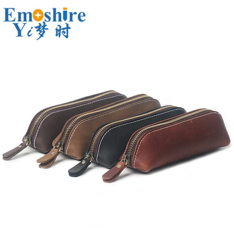 

3 pcs/lots Genuine Leather Pen Box Pouch Bag Key Bags School Supplies Stationery Pencil Case Vintage Stationery Large B276