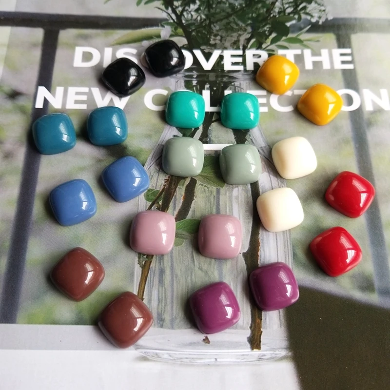 Половинчатые полимерные патчи в стиле ретро квадратные однотонные украшения для