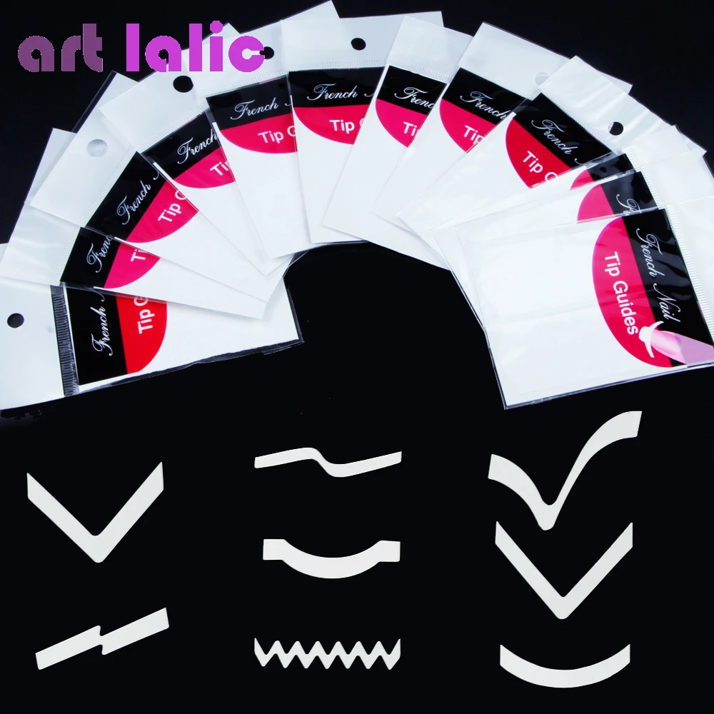 12 видов стилей/лот французский трафарет ногтей форма бахрома направляющие