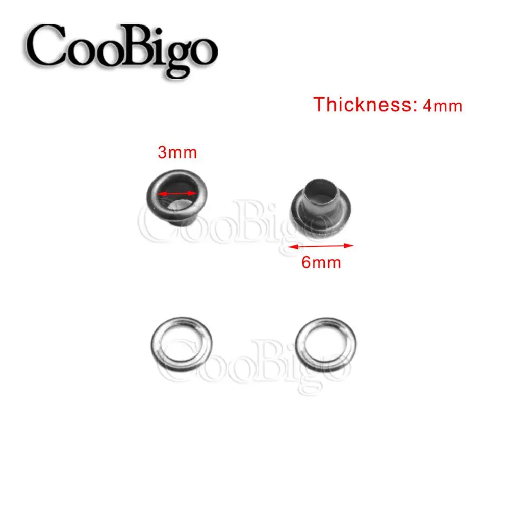 Dia.3mm Black Nickel 500 наборы металлических люверсов с люверсами диаметром 2 мм~ 6 мм для скрапбукинга своими руками Кепка кожевенное ремесло обувь ремень сумка бирка аксессуары для одежды - Цвет: Dia.3mm Black Nickel