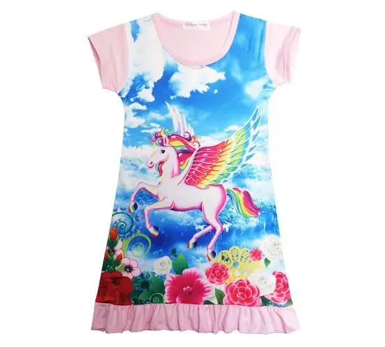 Childrens Unicorn t shirt Girls unicorna dress cartoon Moana Kids baby Boys cloth Cotton Sleepwear Nightwear Pajamas Set | Детская