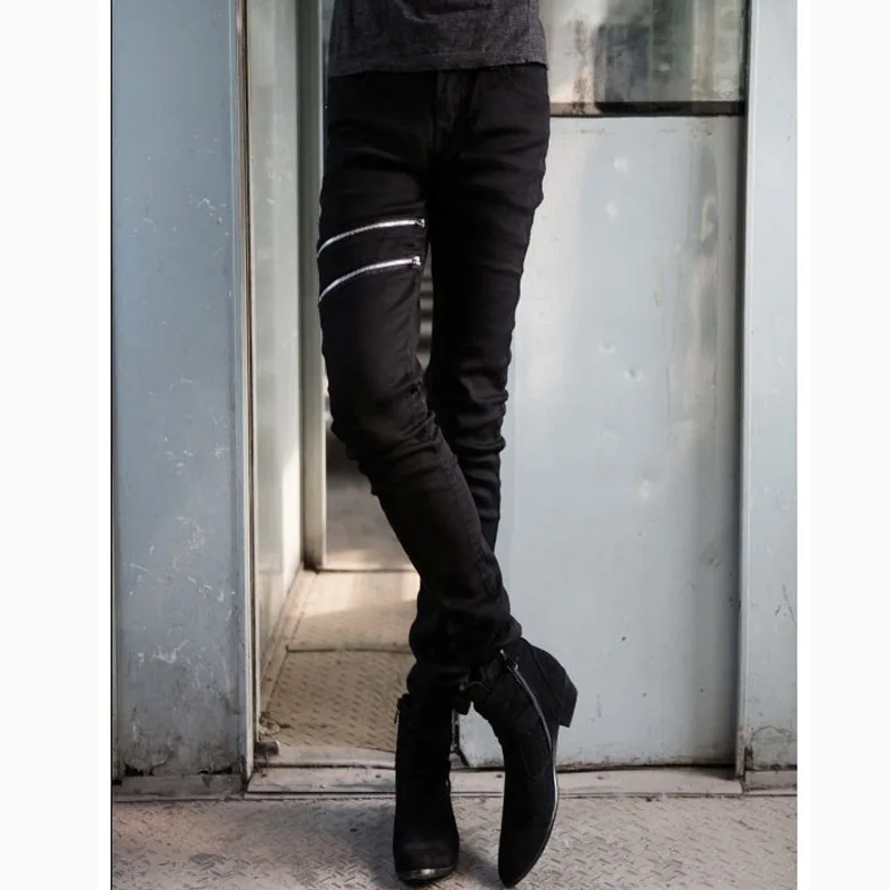 Горячая 2021 мода подростков обтягивающие черные Двойная застежка-молния Тонкая