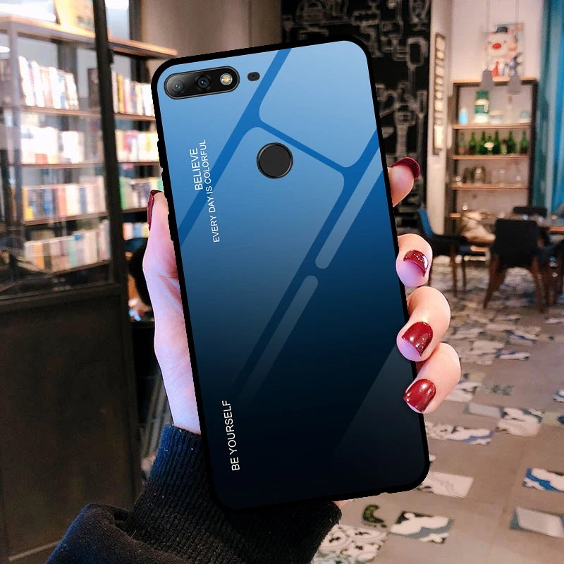 07 Роскошный градиентный чехол из закаленного стекла для huawei Y6 Y7 Prime ATU-L31 ATU-L42 LDN-L21 LDN-LX3 чехол для телефона защитный чехол - Цвет: 07