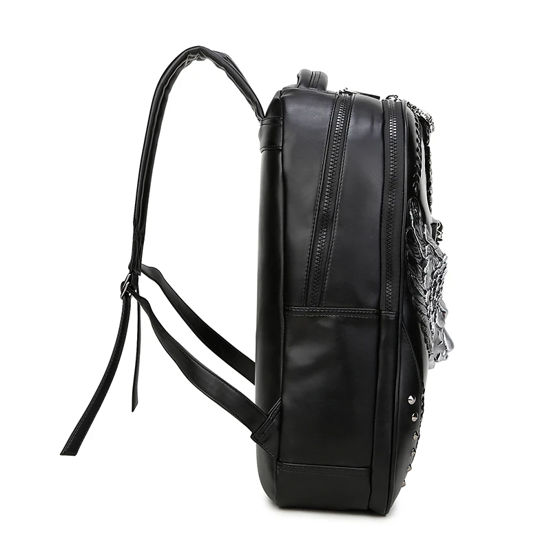 Мужской винтажный рюкзак с объемным волком готический панк-рок школьный для