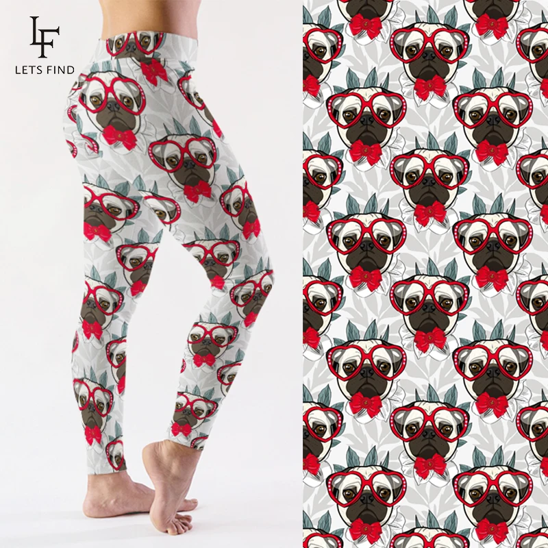 LETSFIND 2019 New Design Cute Cartoon Animals Dogs Printing Fitness Leggings Fashion High Waist Casual Stretch Women Leggings