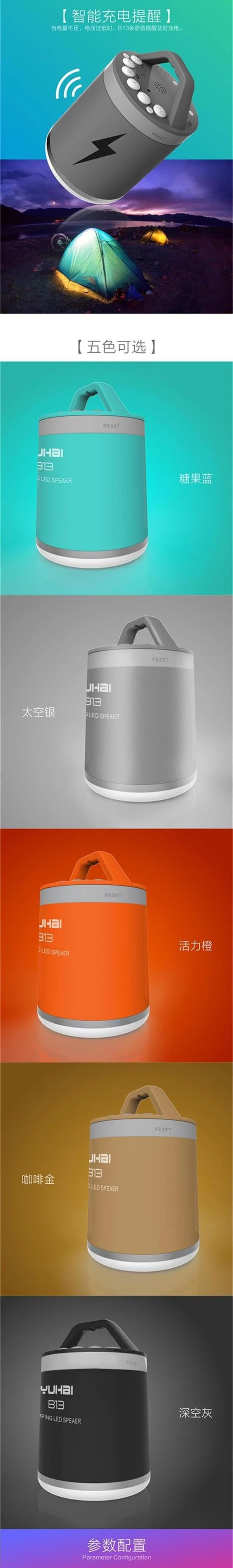 Портативный Bluetooth динамик открытый спорт кемпинг светодиодный фонарь светильник динамик s Поддержка TF карты 20 шт./лот