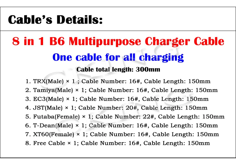 8 в 1 Литий полимерный аккумулятор многозарядная вилка кабель для преобразования
