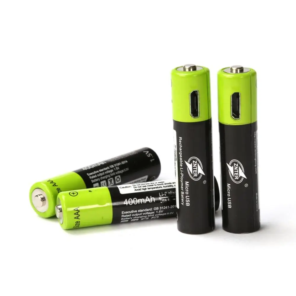 4PCS ZNTER 4 шт AAA батарея 400mAh AAA 1,5 V игрушки удаленные аккумуляторы с контроллером с Mirco USB перезаряжаемая батарея - Цвет: 4PCS