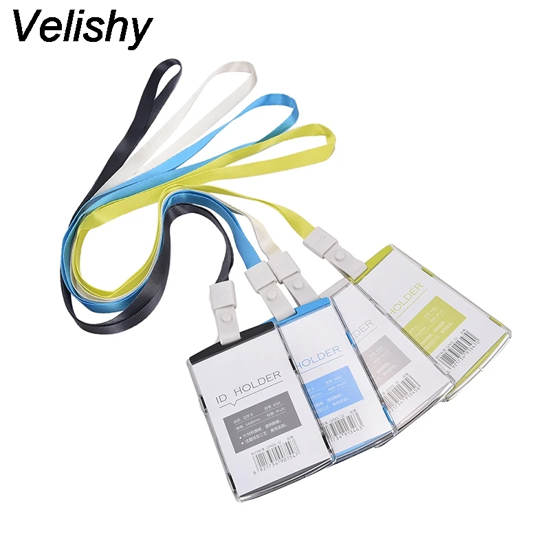 Velishy 1 шт. Пластиковая Обложка для паспорта с красочным шнурком, бейдж, чехол для карт, бизнес-держатель для карт, сумка для карт, компания