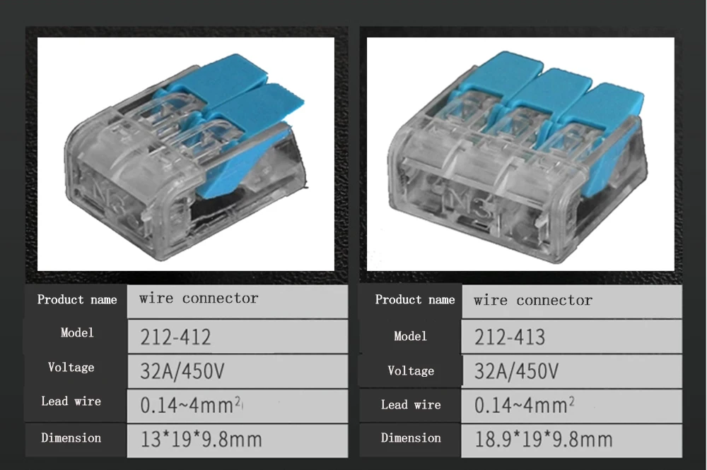 Красный провод разъемы PCT-412 221-412 кабель подключения питания быстрый разъем кабель провода клеммный блок штекер в электрический разъем