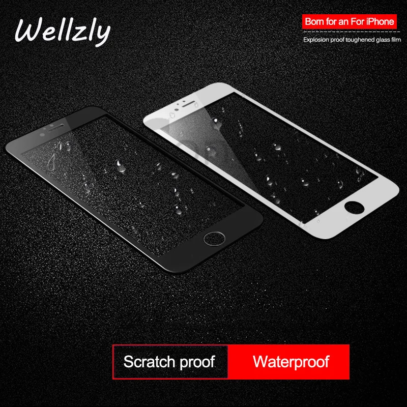 Wellzly 3D с уровнем твердости 9 H полное покрытие Экран протектор Стекло для iPhone7 7 Plus