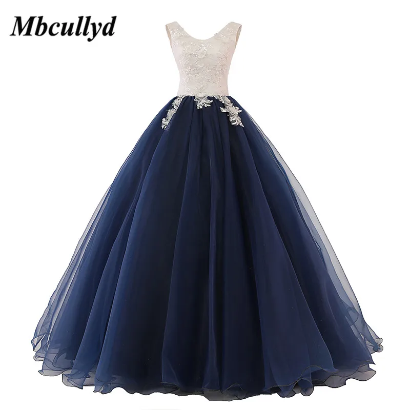Темно синее бальное платье Mbcullyd платья Quinceanera 2019 великолепные кружевные