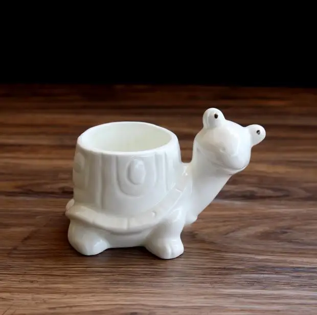 1 шт. черепаха мультфильм белый керамический плантатор для суккулентов