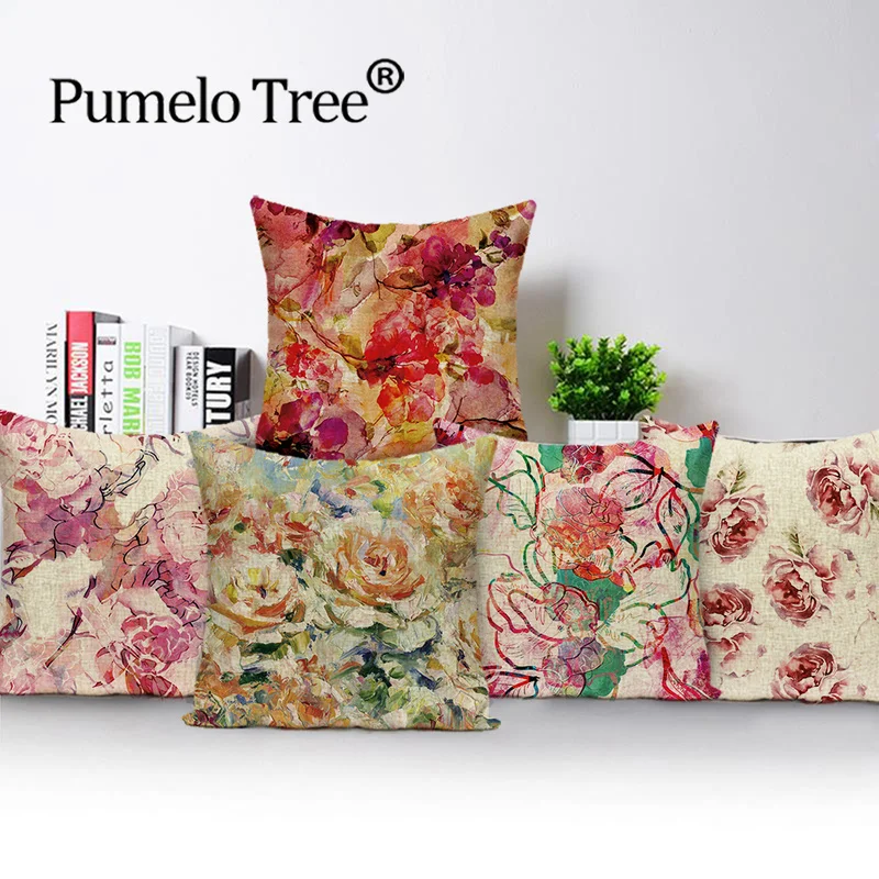 

Винтажный декоративный чехол для подушки, декоративные наволочки для диванных подушек в стиле фермерского дома, роскошные подушки с цветам...