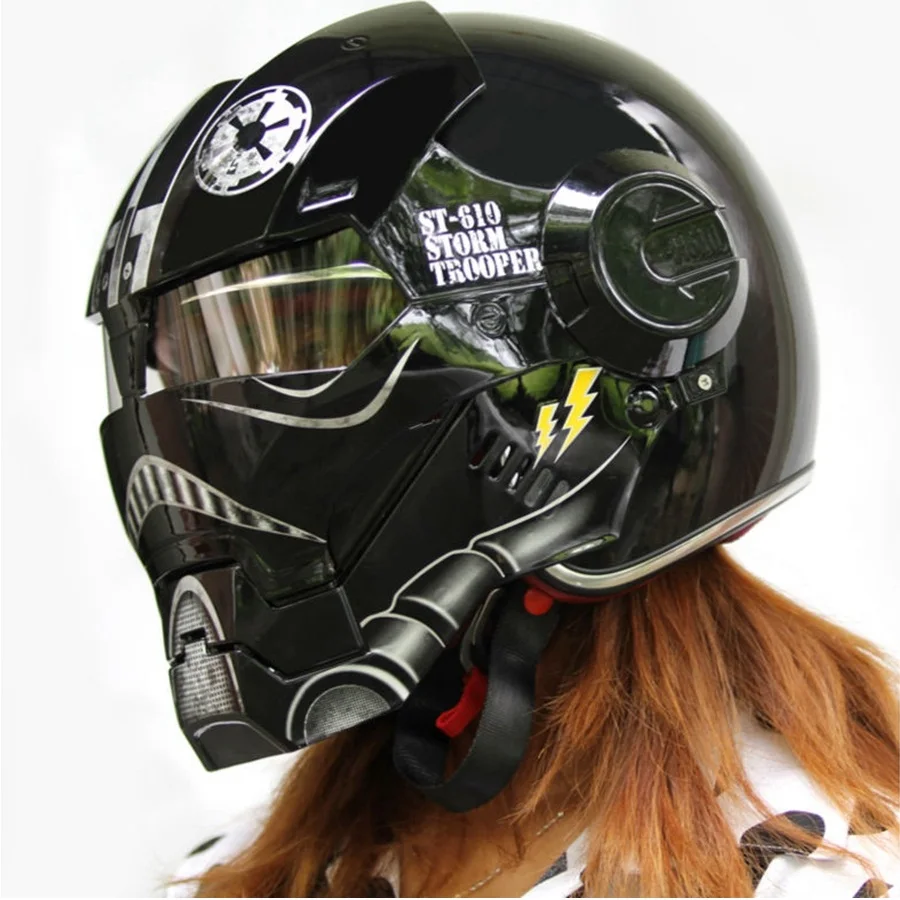 1 шт. черный Star Wars Железный человек полуоткрытый Уход за кожей лица ABS шлем Chopper Мотокросс мотоциклетный шлем