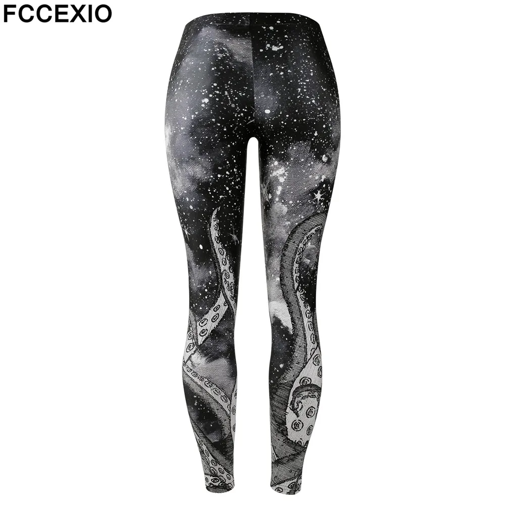 Леггинсы FCCEXIO женские для фитнеса цифровая печать тонкая эластичная большого