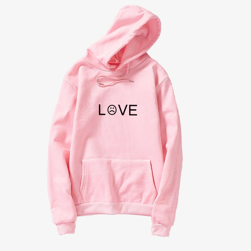 

Women Kawaii Loose Oversized Hoodies Casual Harajuku Streetwear Lil Peep Fleece Letter LOVE Print Unisex Pullover Sweatshirts