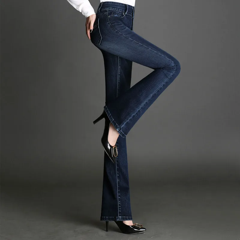 OL Women Jeans Autumn Empire Pants Micro-la Female Elastic Large Size Slim Double Button | Женская одежда