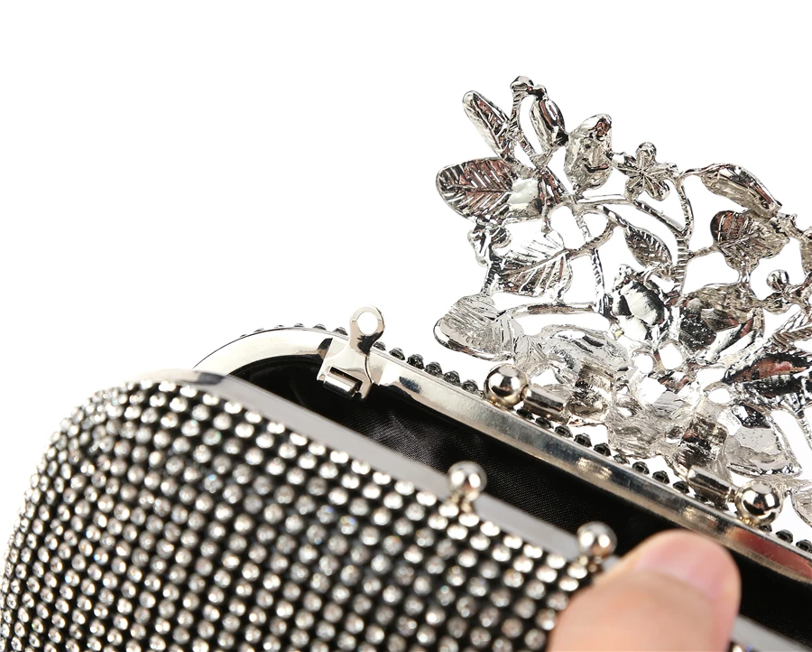 Сумка клатч с цветами и кристаллами женская сумка для свадьбы со стразами