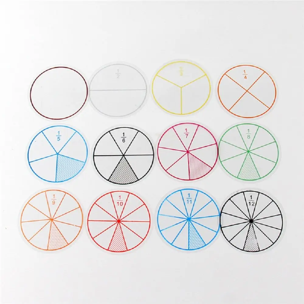 12pcs Plastic Number Fraction Circles Montesori Education Learning Toys for Children Kindergarten Preschool Math Chips|Юный математик| |