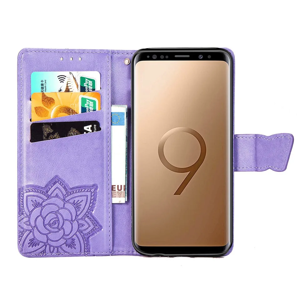 Кожаный чехол-бумажник с откидной крышкой для samsung Galaxy S8 S9 Plus S7 Edge, чехлы с бабочкой для телефона samsung Note 9 Coque
