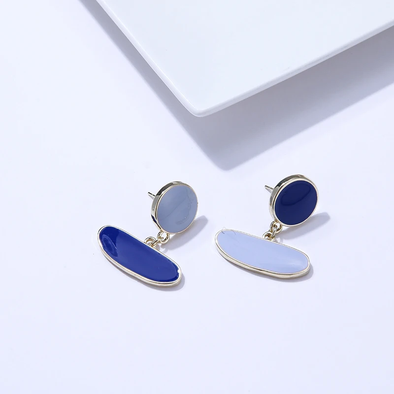 Yhpup Fashion Zinc Alloy Enamel Dangle Earrings Blue White Temperament Minimalist Brincos for Female Party Charm Jewelry Gift | Украшения и