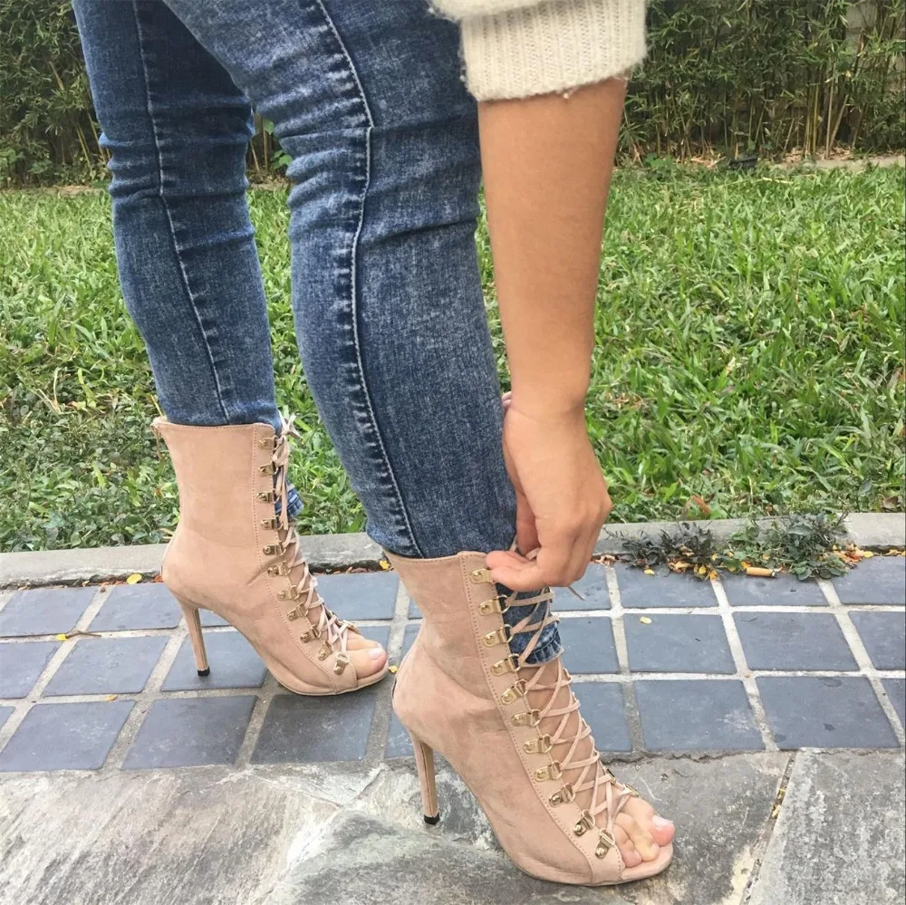 Женские сандалии гладиаторы на высоком каблуке с открытым носком|high heel women