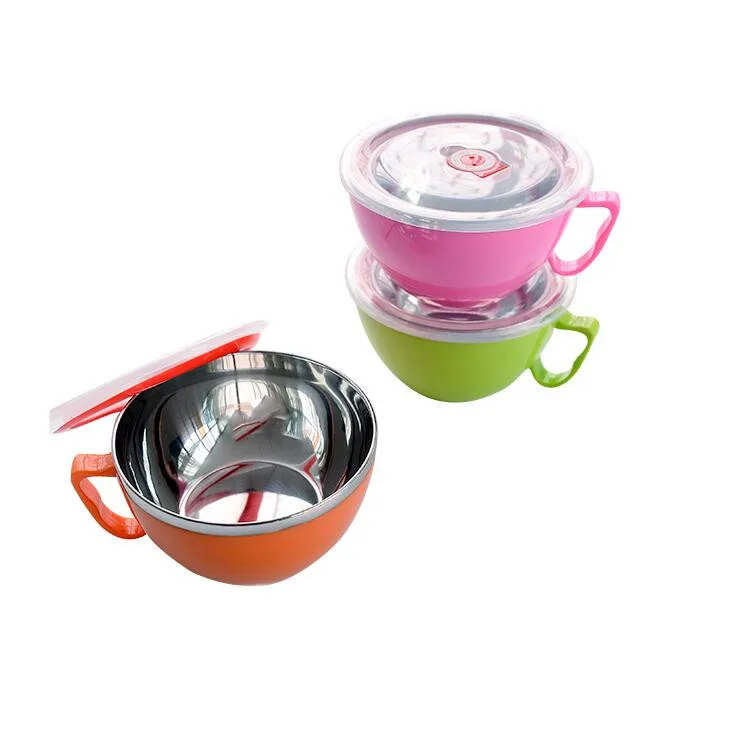 Миска из нержавеющей стали миска для лапши с ручкой крышкой Студенческая коробка