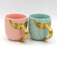 golden mermaid tail ceramic mug with handle creative tea coffee milk personalized mugs fishtail cup novelty gifts