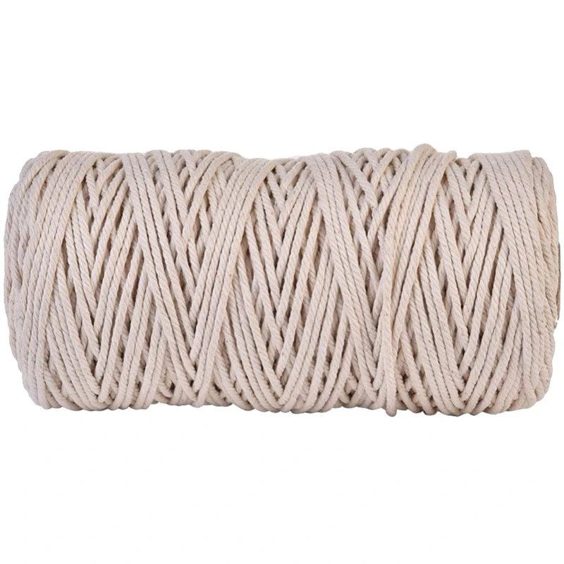 

3Mmx200M Natural Handmade Cotton Cord Macrame Yarn Rope Diy Wall Hanging Plant Hanger Craft String Knitting