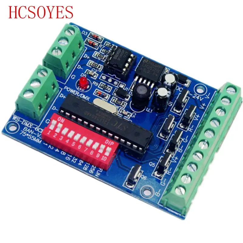 6-канальный простой контроллер DMX RGB-светодиодный dmx512 диммер светодиодный декодер