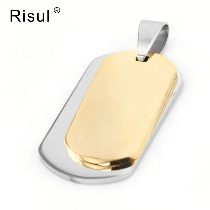 Risul набор тегов для собак двойная пара золотые амулеты кулон квадратное