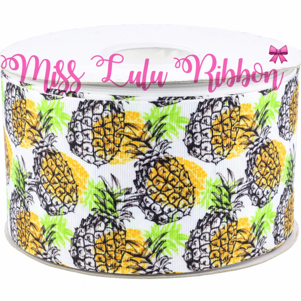 16 мм 75 ананас и флора фламинго Grosgrain ленты фруктовые узоры DIY Рождество