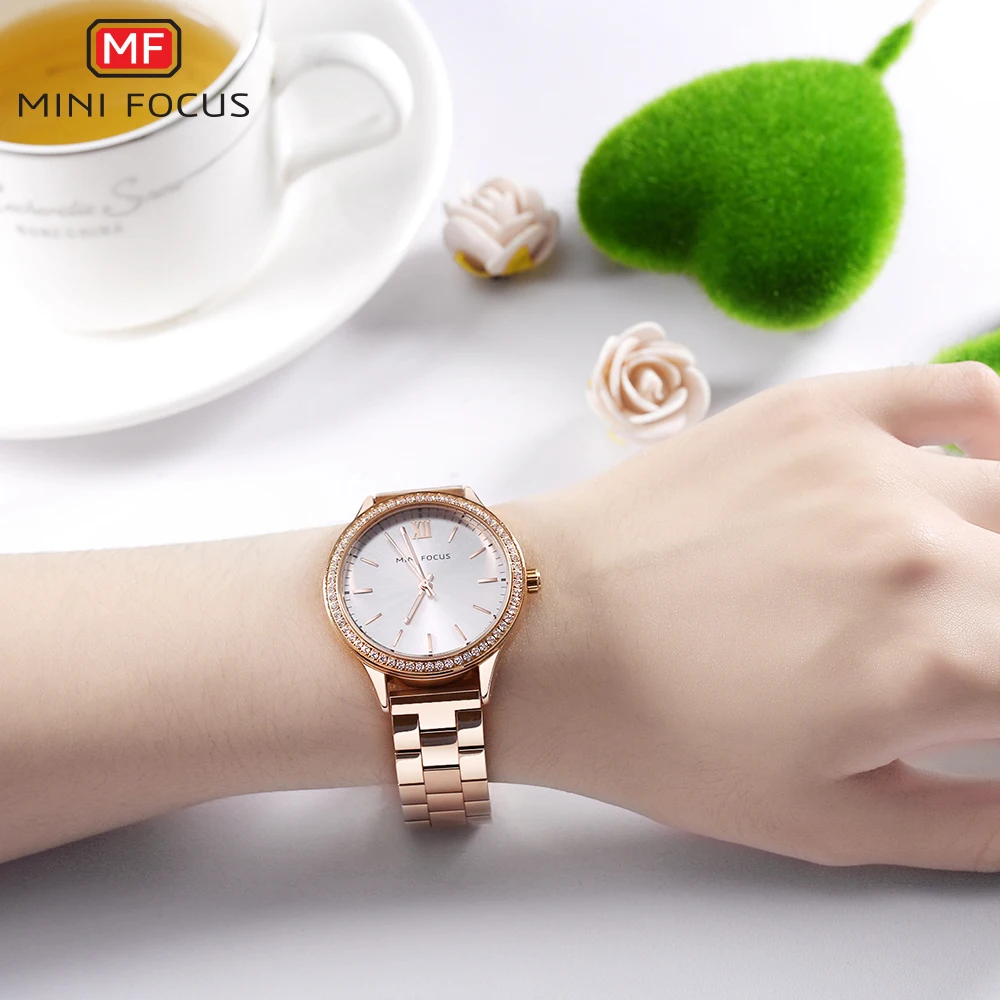 MINIFOCUS Gola часы браслет Для женщин Luxury Rhinestone чехол Quarzt для девочек