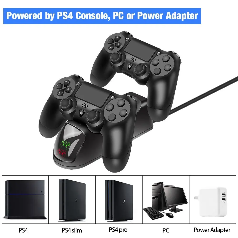 ДОБЕ PS4 Slim/PS4 Pro светодио дный контроллер Зарядное устройство двойной зарядка
