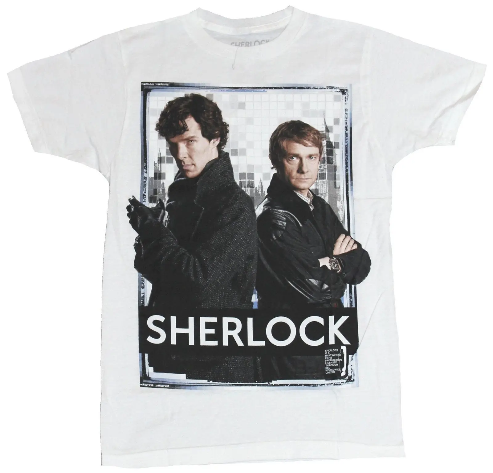 Sherlock (серия BBC TV) Мужская футболка полноцветная штучная фото изображение классная