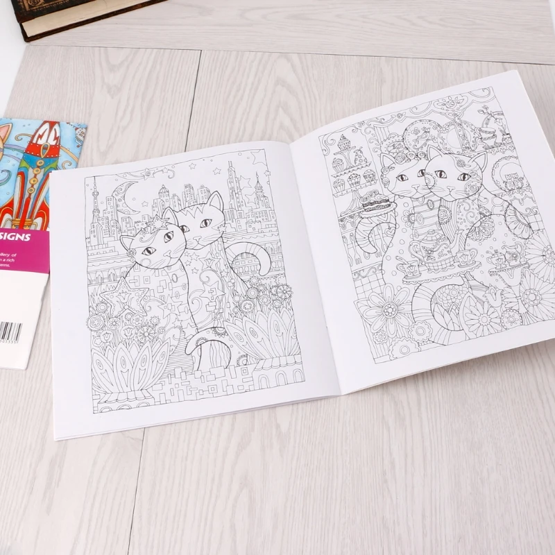 24 Pages Creative Cat Coloring Book Kill Time Painting Drawing For Children | Канцтовары для офиса и дома