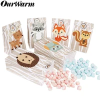 ourwarm 24pcs jungle safari paper gift bags candy bag birthday party baby shower packing bag woodland birthday party supplies
