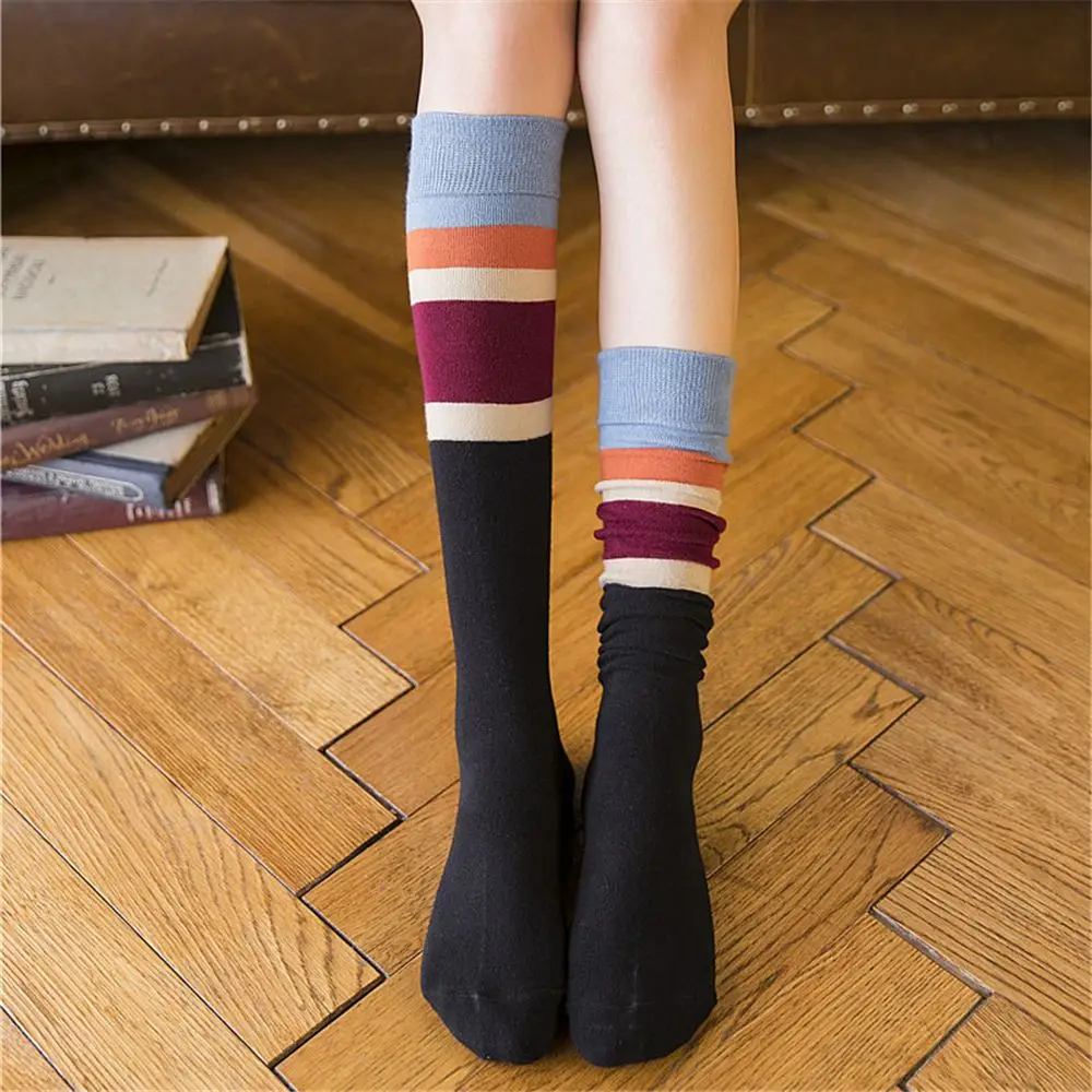 

1PC Sexy Cutton Stripe Stockings Girls korean japanese kawaii Socks Casual Thigh High Knee Socks Womens Long Socks