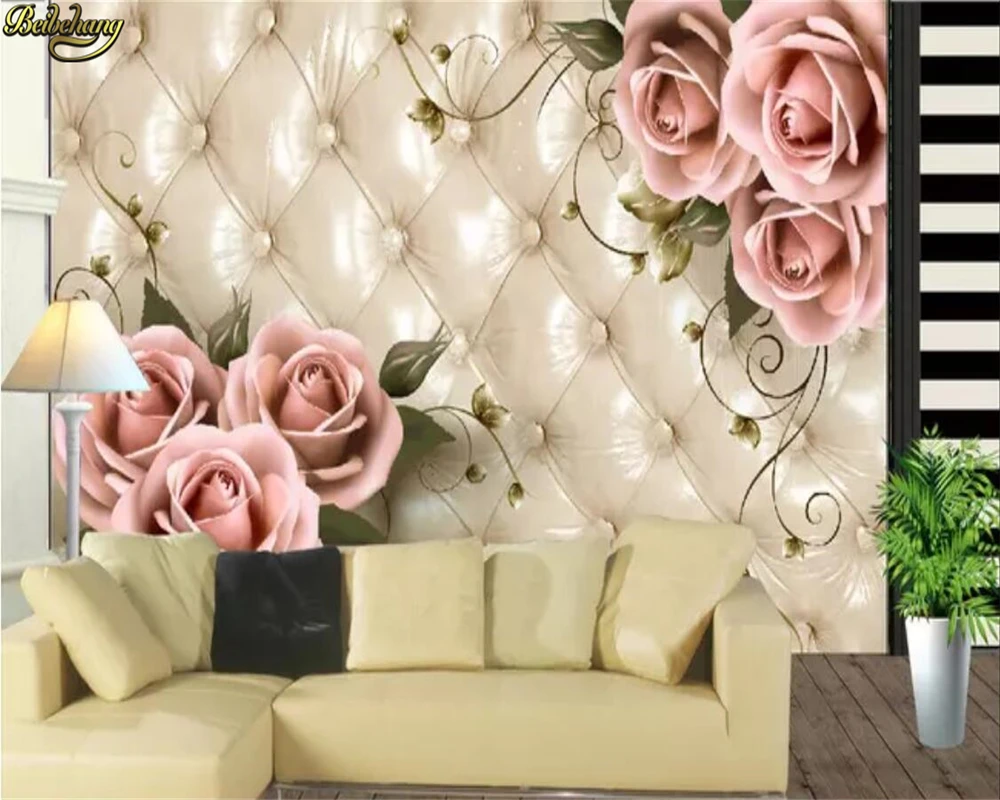 Фотообои beibehang на заказ настенные 3D обои имитация мягкого мешка роза фон для