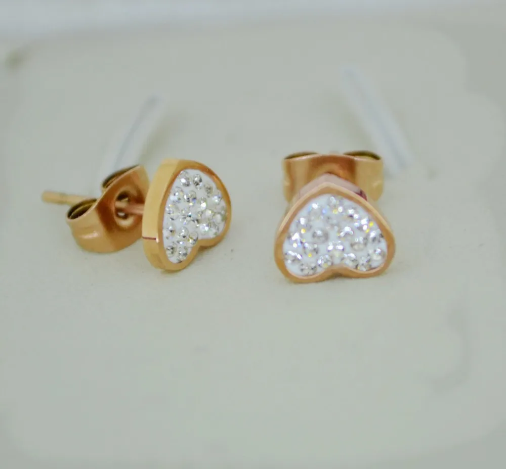 Серьги YUN RUO с блестящим кристаллом в виде сердца модные женские украшения из