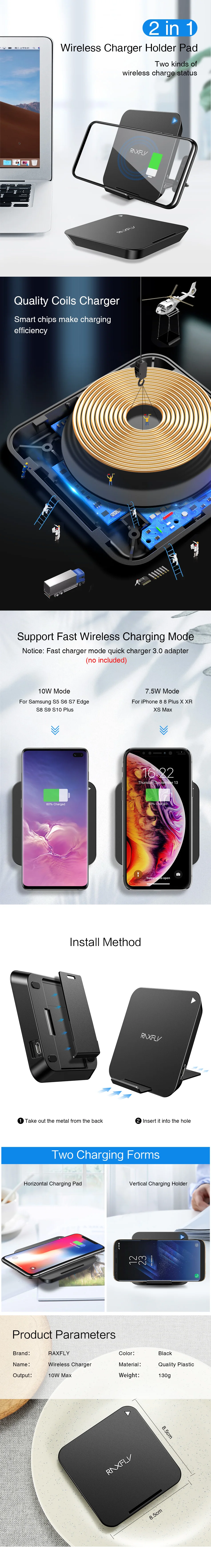 RAXFLY 10 Вт Беспроводное зарядное устройство для huawei P20 Pro P30 Lite зарядник Быстрая Зарядка Qi Беспроводная зарядка для huawei P20 10 Pro зарядное устройство