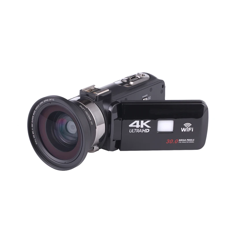 Option A KOMERY 4K видеокамера, видеокамера, Wi-Fi, ночное видение, 3,0 дюймов, сенсорный ЖК-экран, покадровая фотография, камера для фотосъемки с Micr - Цвет: Option A