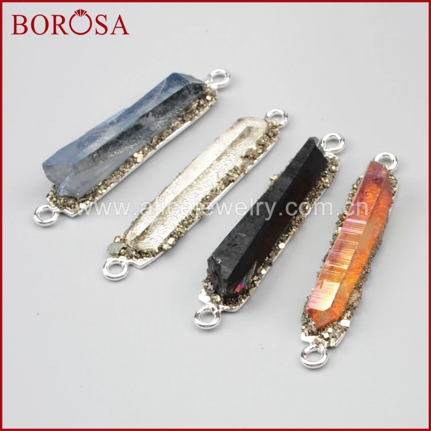 Borosa Новый приходить Multi Цвет Drusy кластера аура кварц Druzy Кристалл точка серебра